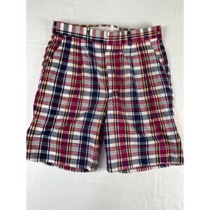 Thomas & Wolfe Co Plaid Shorts Red Navy Yellow White Preppy Summer